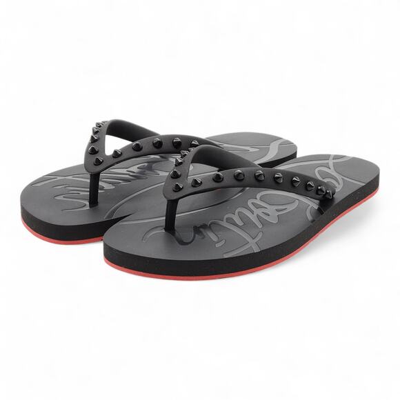 Christian Louboutin Loubi Flip Studded Flip Flops in Black - Picture 2 of 16